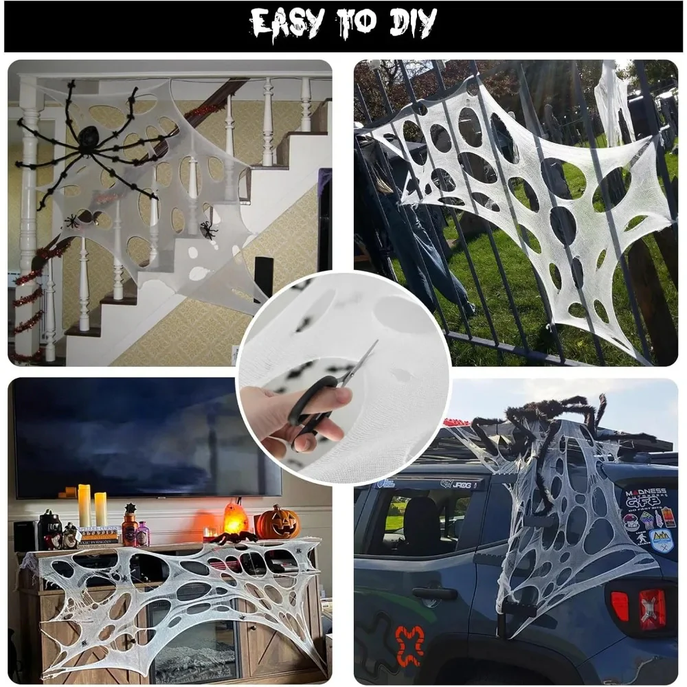 Halloween Giant Spider Web Decoration with Stakes - Image 4
