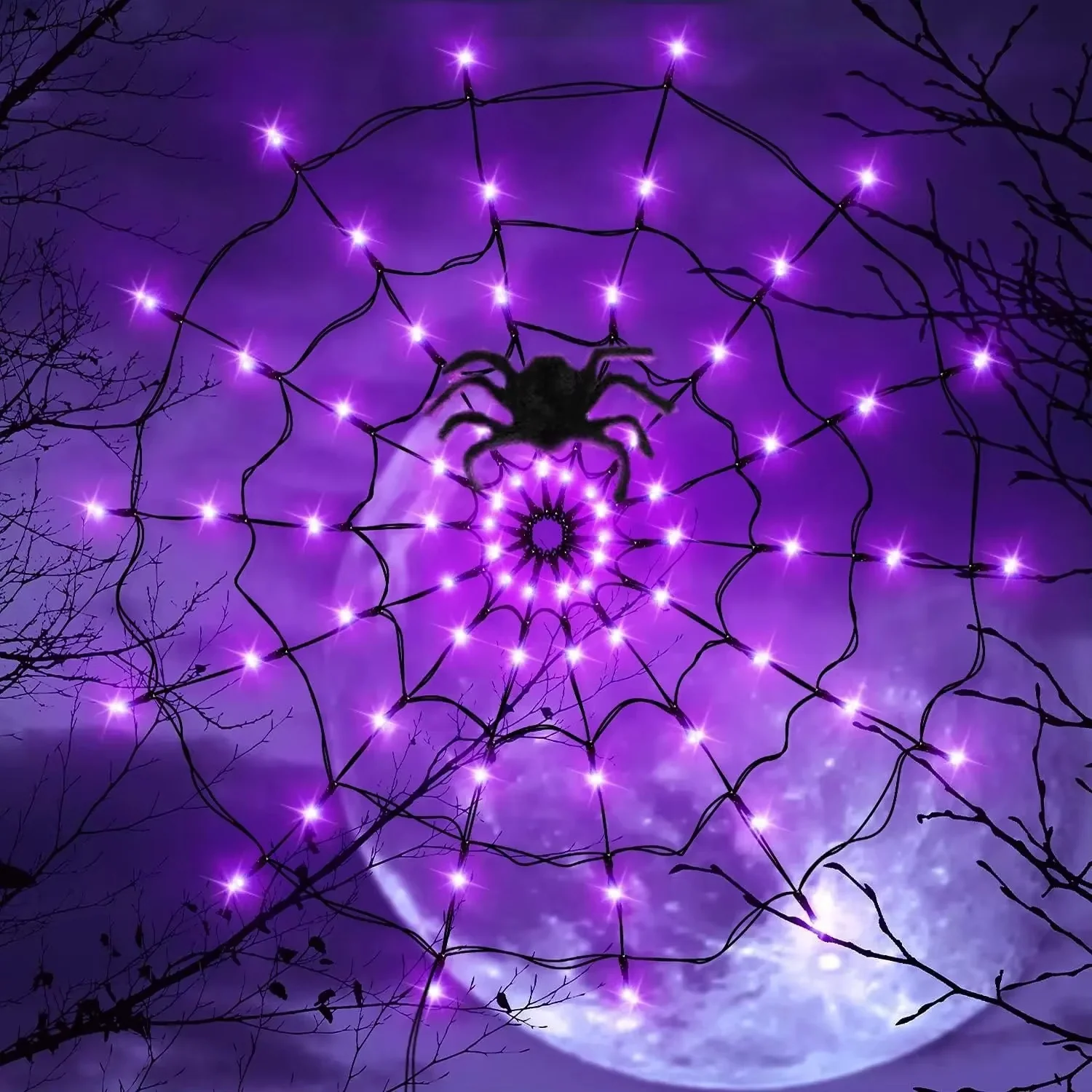 Halloween Spider Web Lights Outdoor - Image 4