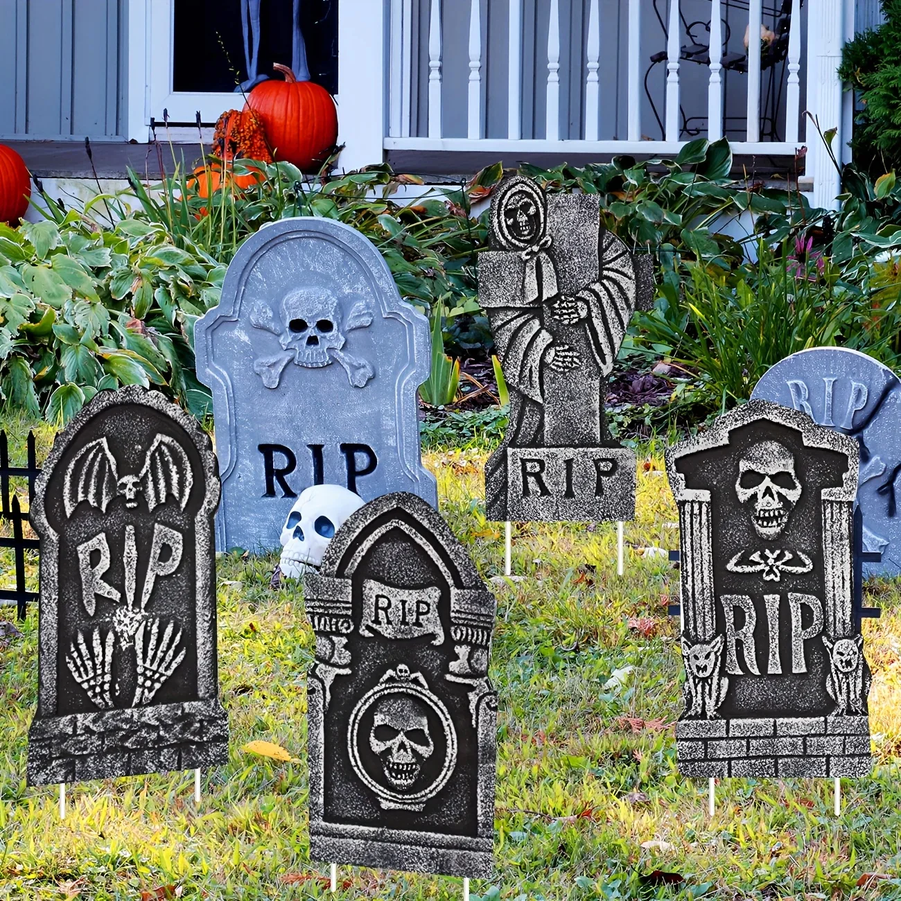 Halloween Tombstone Gravestones with Stakes - Image 2