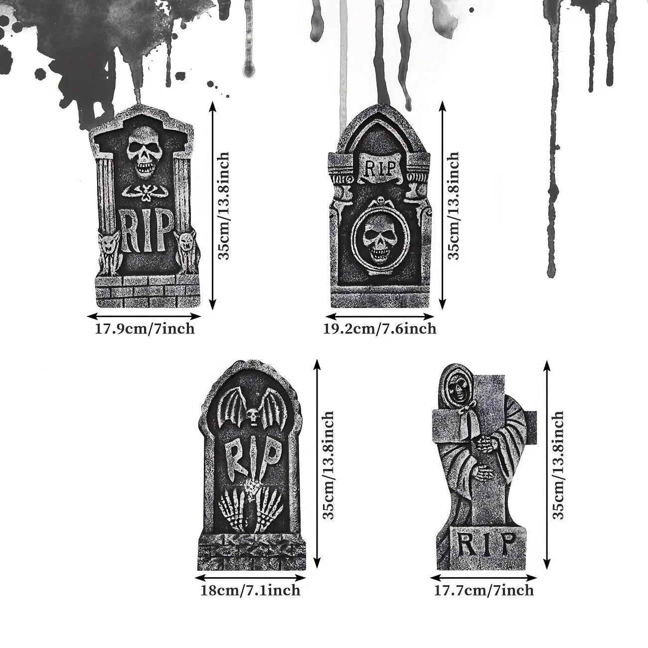 Halloween Tombstone Gravestones with Stakes - Image 3