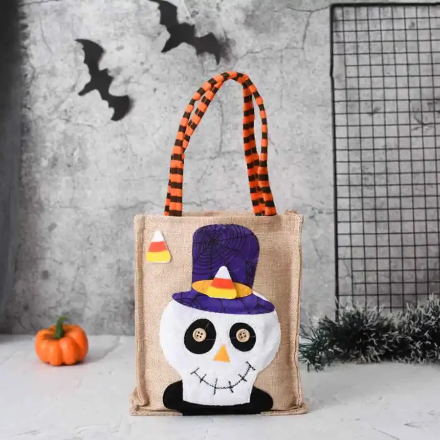 Halloween Treat Bag with Pumpkin Cat Witch and Skull Design - Image 7