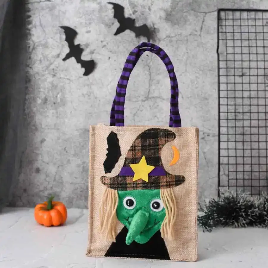 Halloween Treat Bag with Pumpkin Cat Witch and Skull Design - Image 8