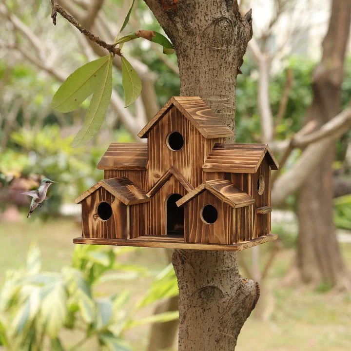Handcrafted Wooden Birdhouse With 6 Holes - Image 4