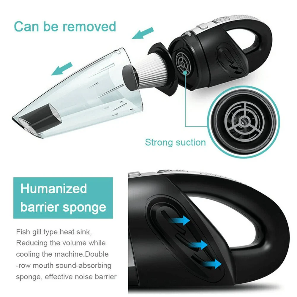 Handheld Cordless Vacuum Cleaner USB (120W 4000PA) for Car, Home, Pet hair and more (Wet/Dry) - Image 5