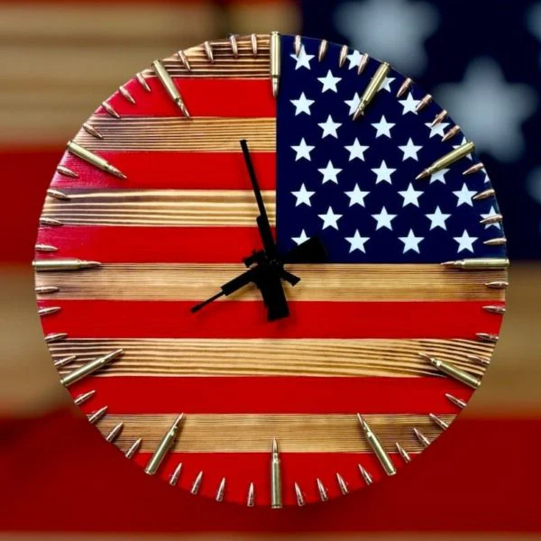 Handmade American Flag Clock | Handmade Patriotic Flag Bullet Clock - Image 3