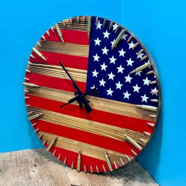 Handmade American Flag Clock | Handmade Patriotic Flag Bullet Clock - Image 4