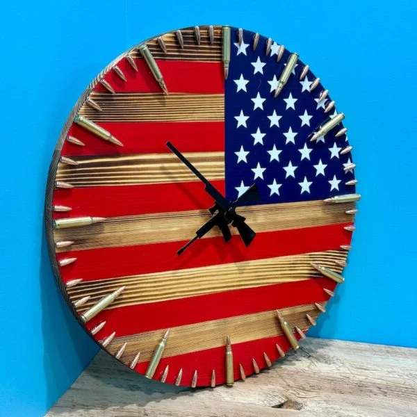 Handmade American Flag Clock | Handmade Patriotic Flag Bullet Clock - Image 5