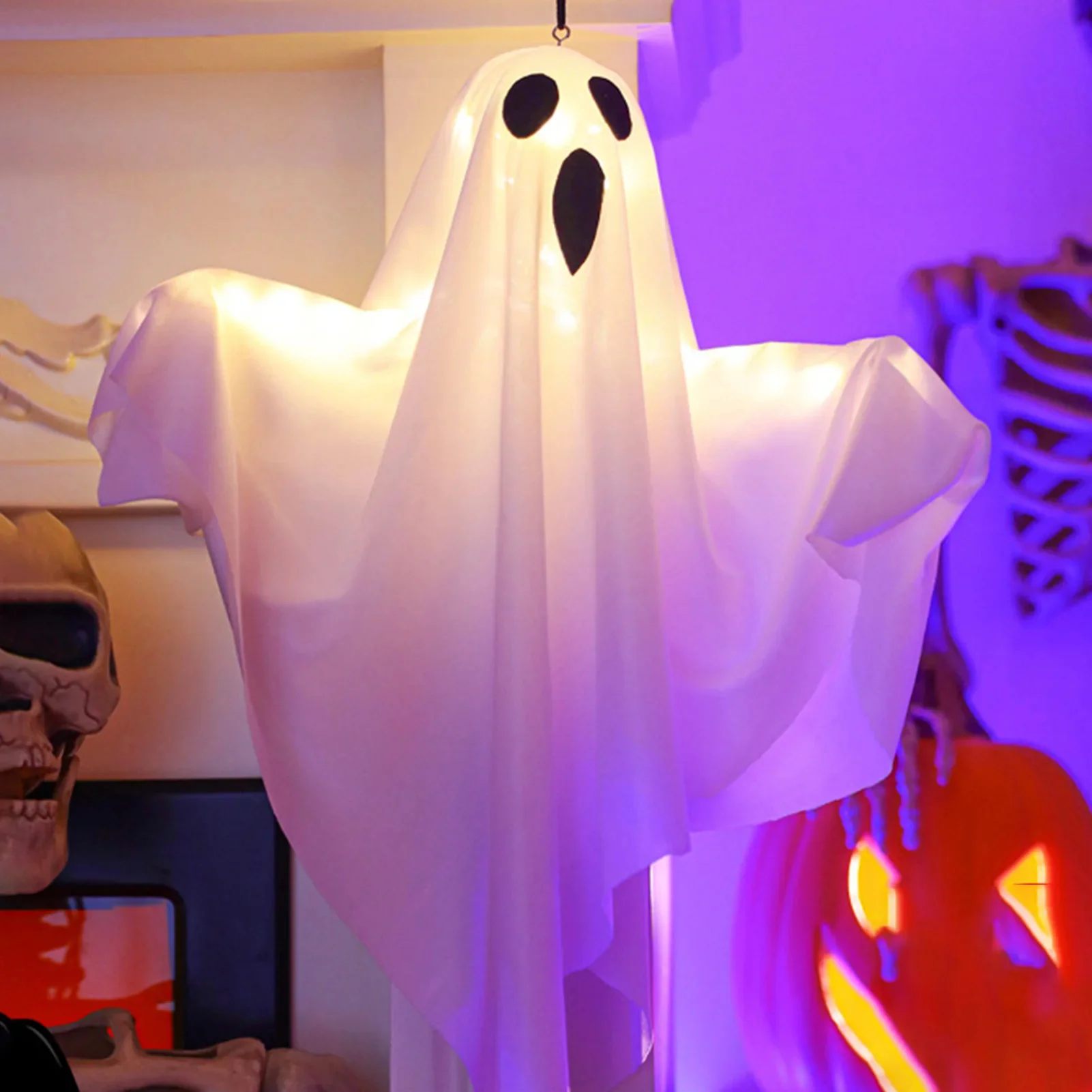Hanging Halloween Lighted Ghost Decor - Image 2