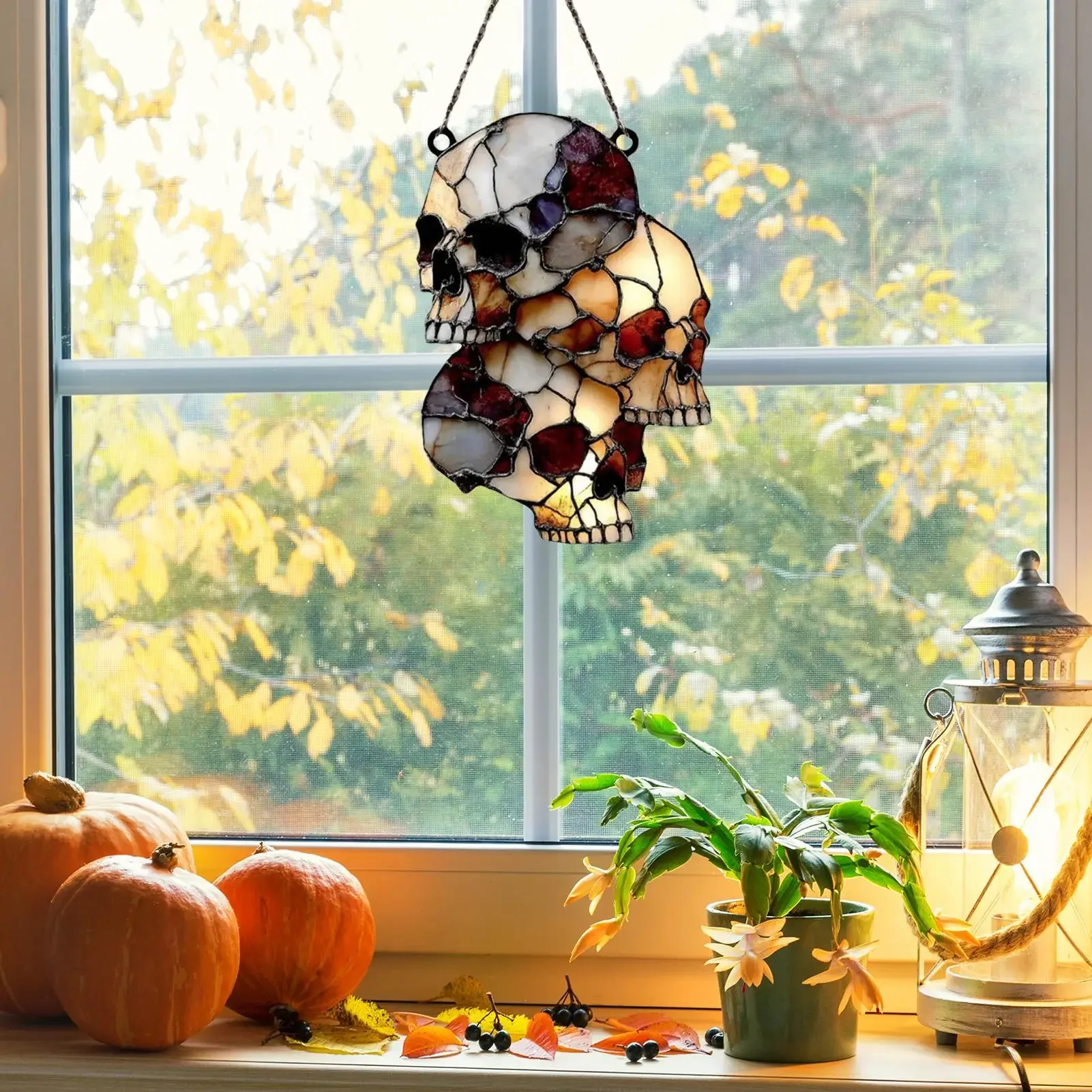 Hanging Skeleton Head Halloween Skull Decoration - Image 3