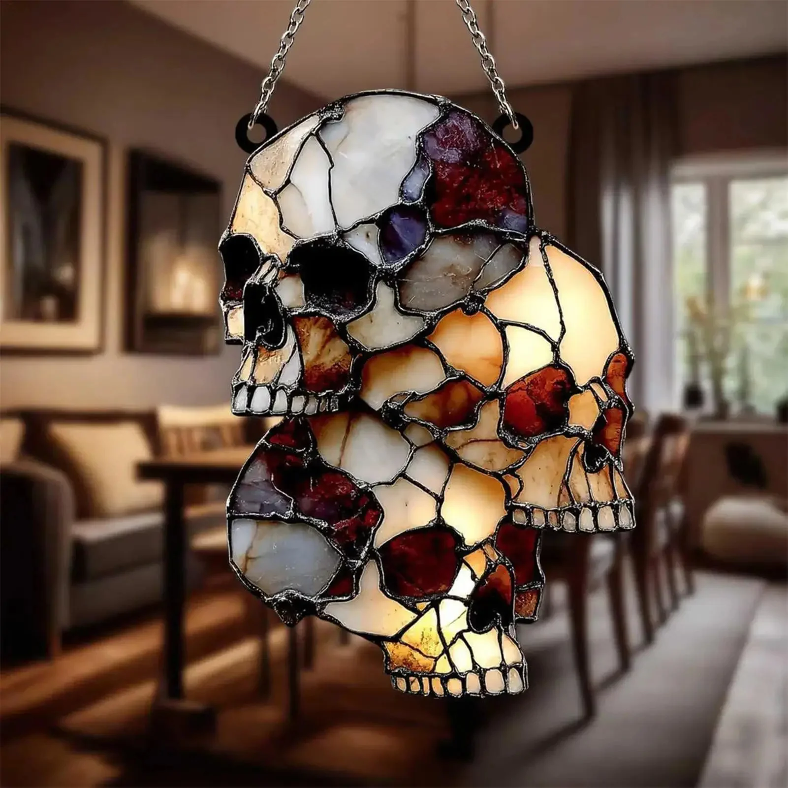 Hanging Skeleton Head Halloween Skull Decoration - Image 4