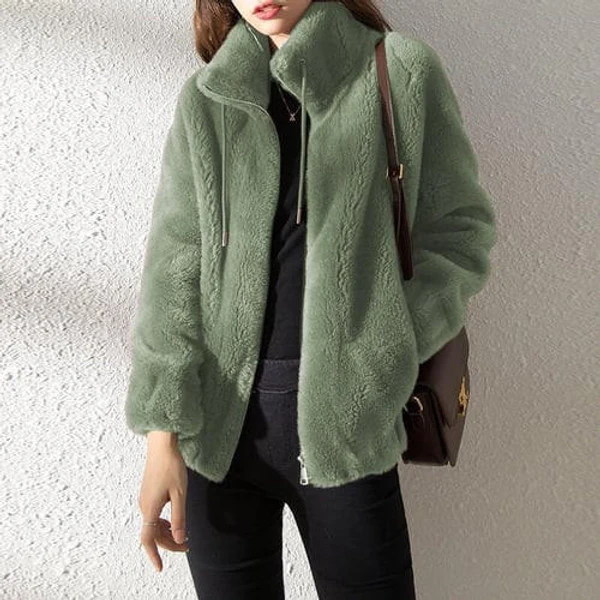 High Collar Fur Down Jacket - Image 3