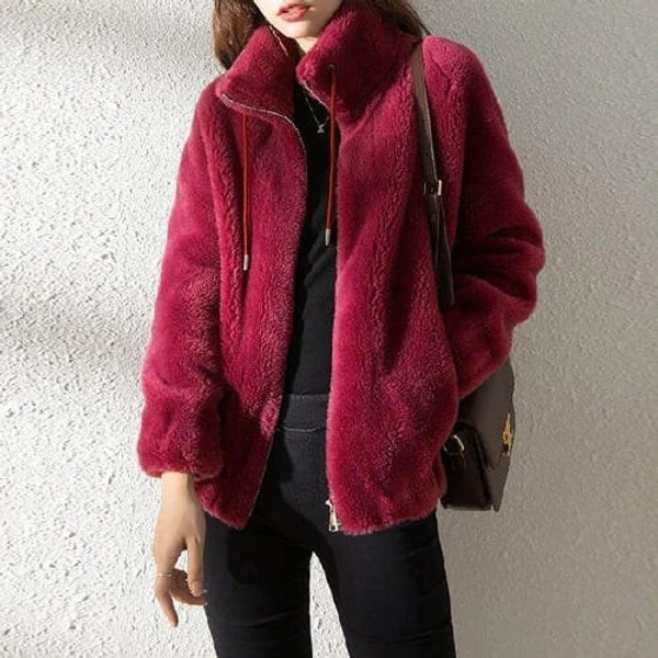 High Collar Fur Down Jacket - Image 4
