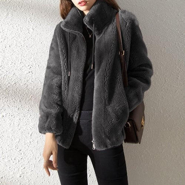 High Collar Fur Down Jacket - Image 5