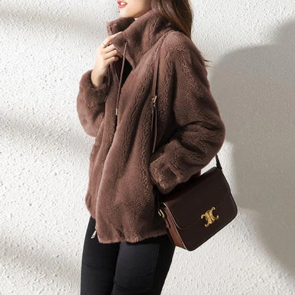 High Collar Fur Down Jacket - Image 7