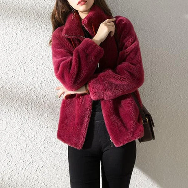 High Collar Fur Down Jacket - Image 9