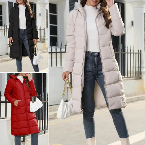 Hooded, long, down jacket, ladies' jacket - Image 4