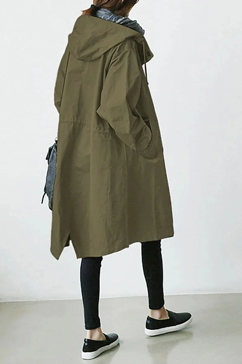 Hooded Waterproof Trench Coat - Image 3
