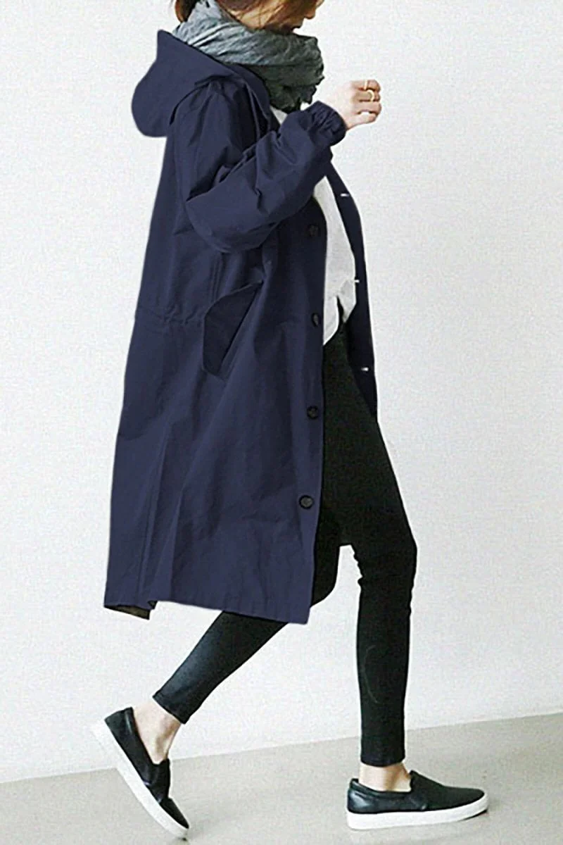 Hooded Waterproof Trench Coat - Image 4