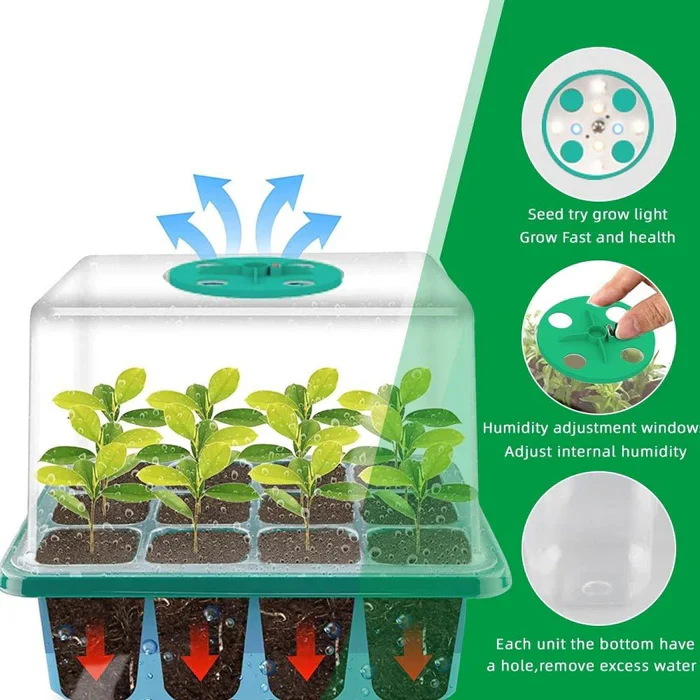 Household New Nursery Pot With Lamp - Plant Seed Starter Tray with Grow Light - Image 2