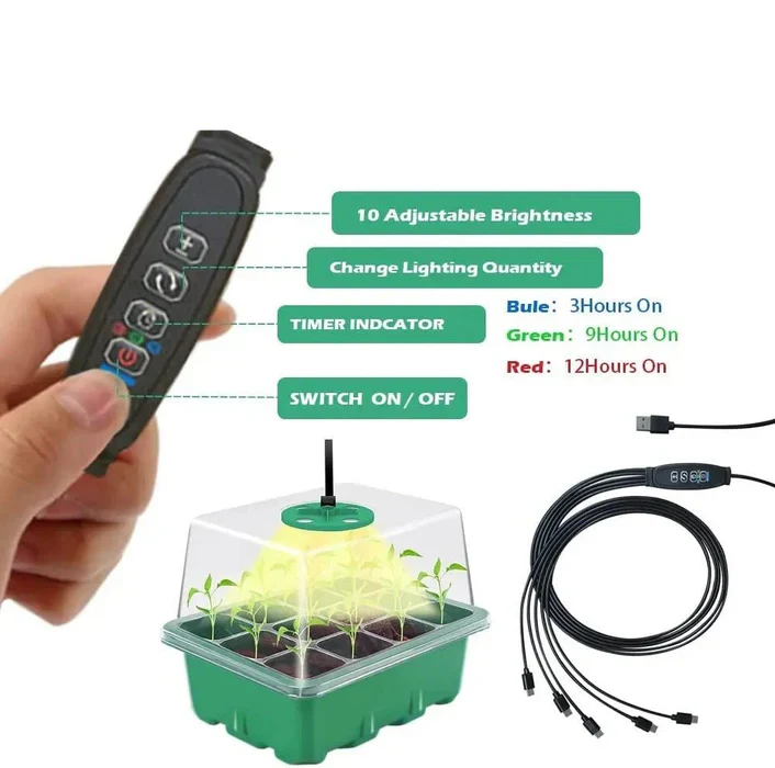 Household New Nursery Pot With Lamp - Plant Seed Starter Tray with Grow Light - Image 5