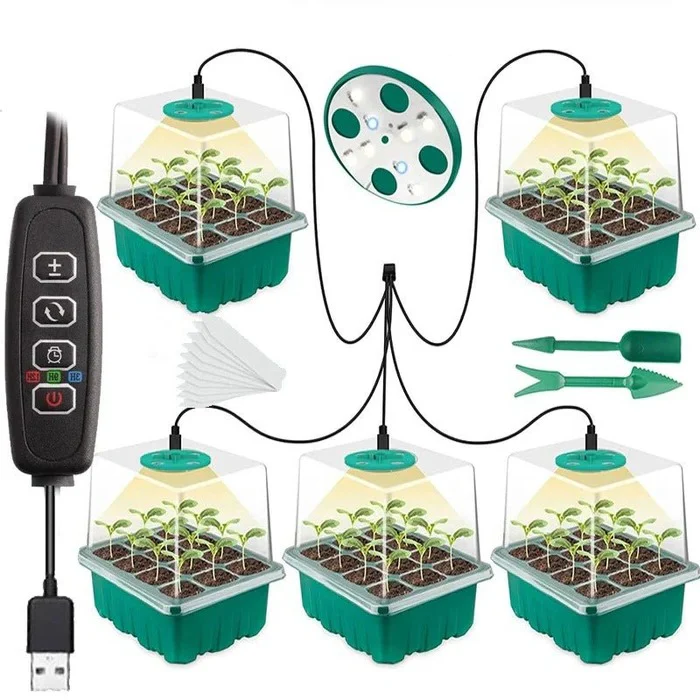 Household New Nursery Pot With Lamp - Plant Seed Starter Tray with Grow Light - Image 7