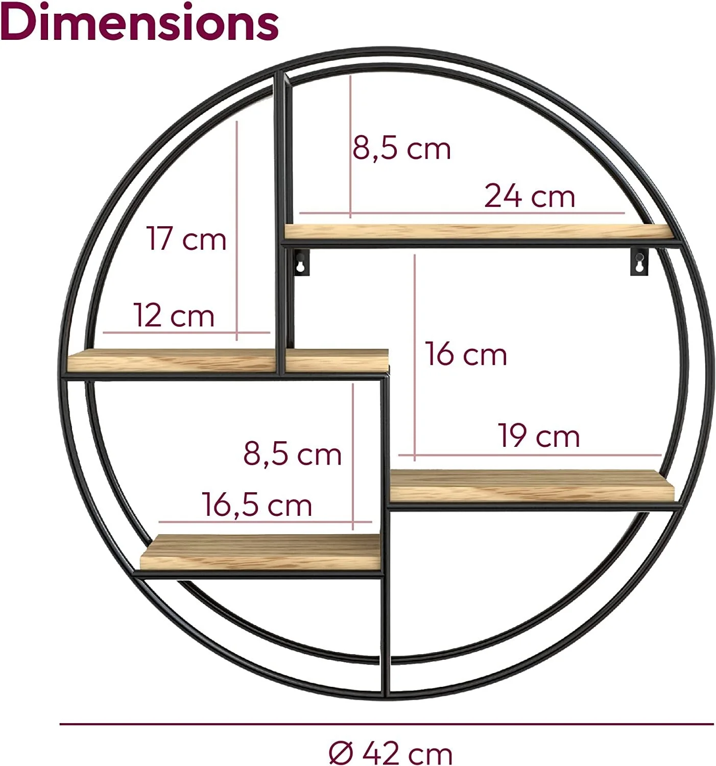 Industrial round wall shelf - Image 3