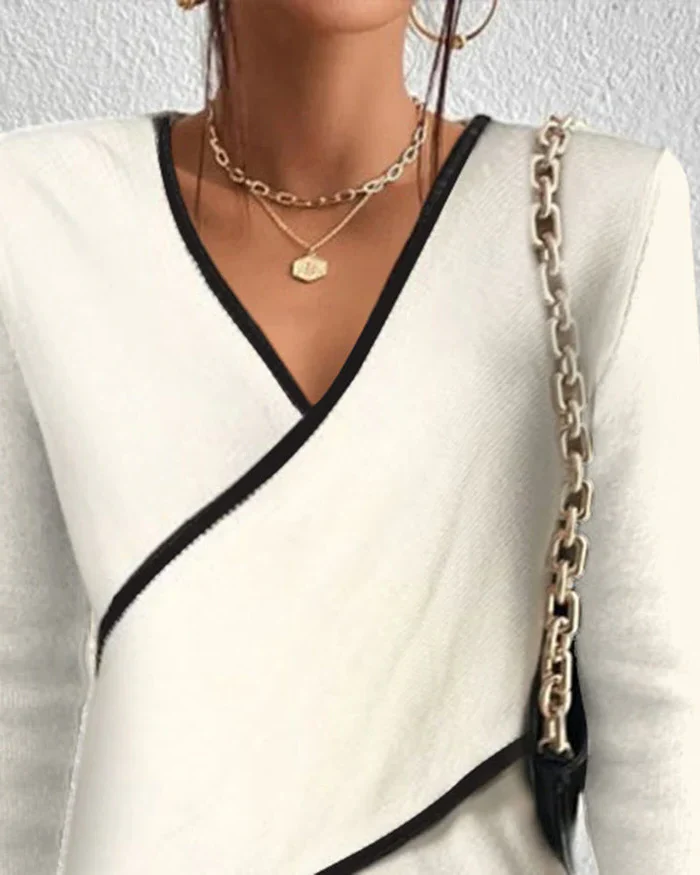 Ivory V-neck sweater - Image 3