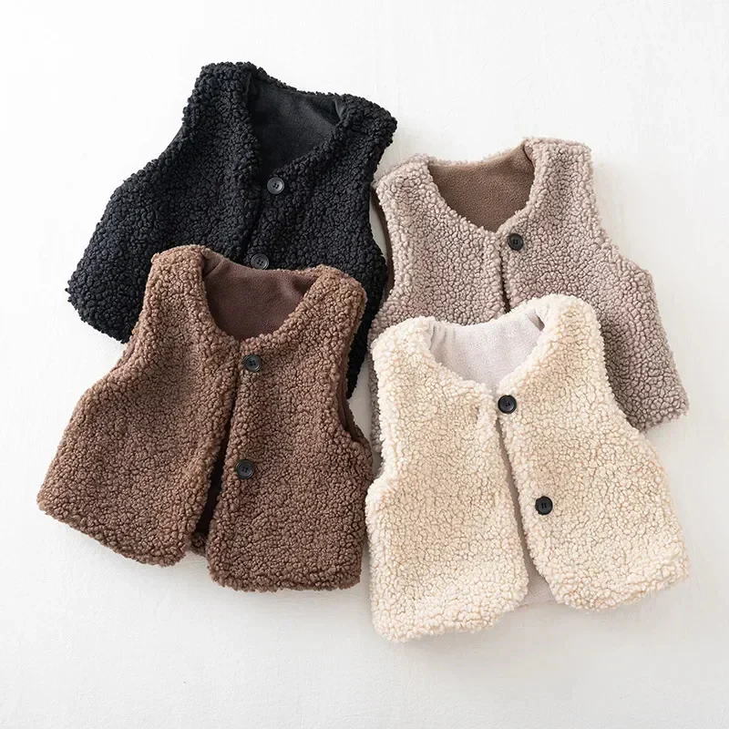 Kids Lamb Wool Winter Waist Coat - Image 2