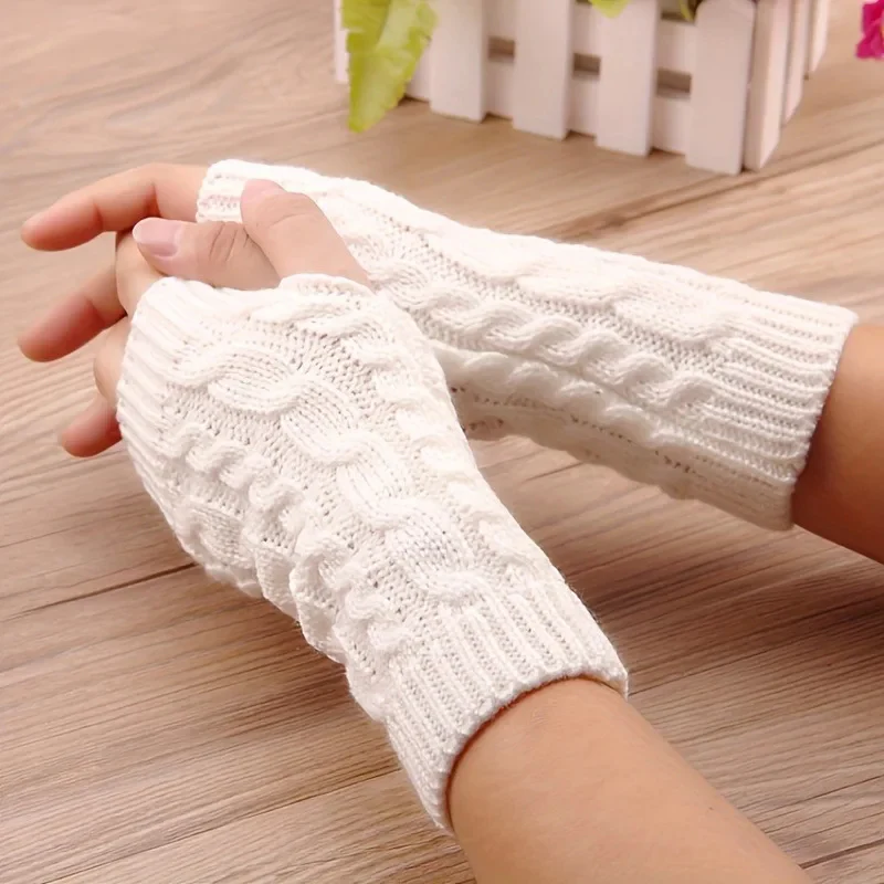 Knit Womens Winter Fingerless Gloves - Image 2