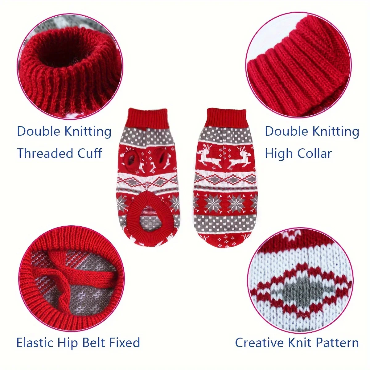 Knitted Dog Christmas Sweater for Small Pets - Image 3