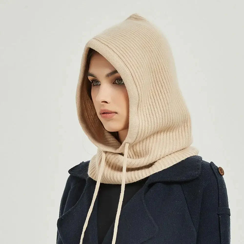 Knitted Hooded Balaclava Hat Neck Warmer - Image 3