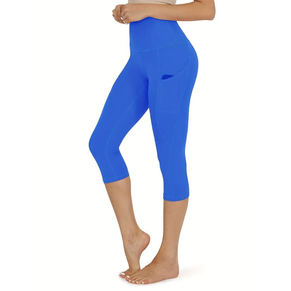 Ladies Capri Cotton Pants Leggings with Pockets - Image 3