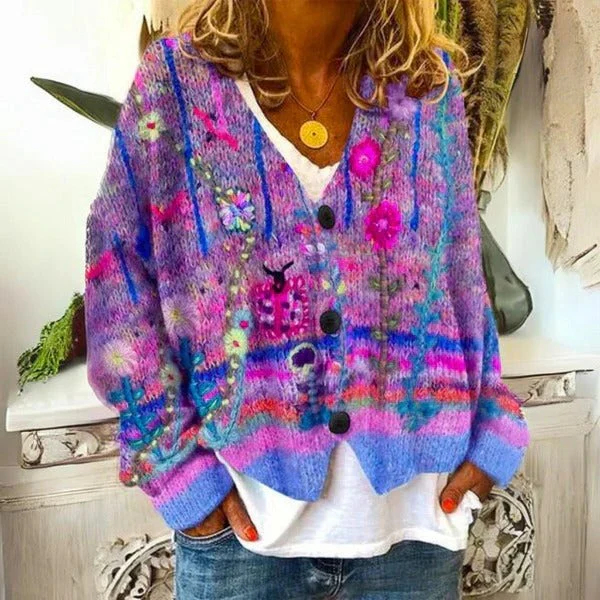 Ladies' Sweater With Floral Patterns - Image 2