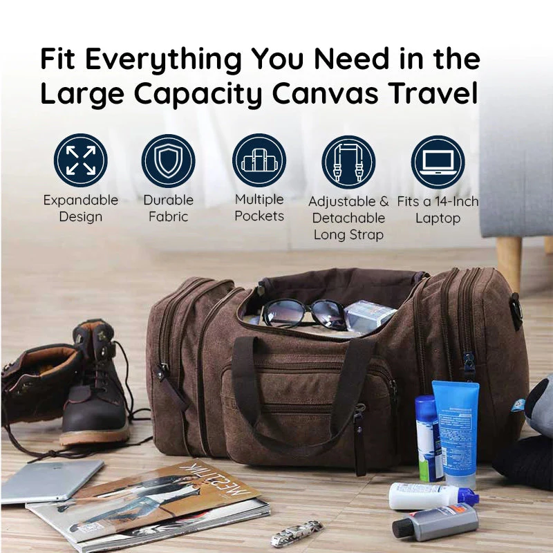 Large Capacity Canvas Travel Bag - Image 15