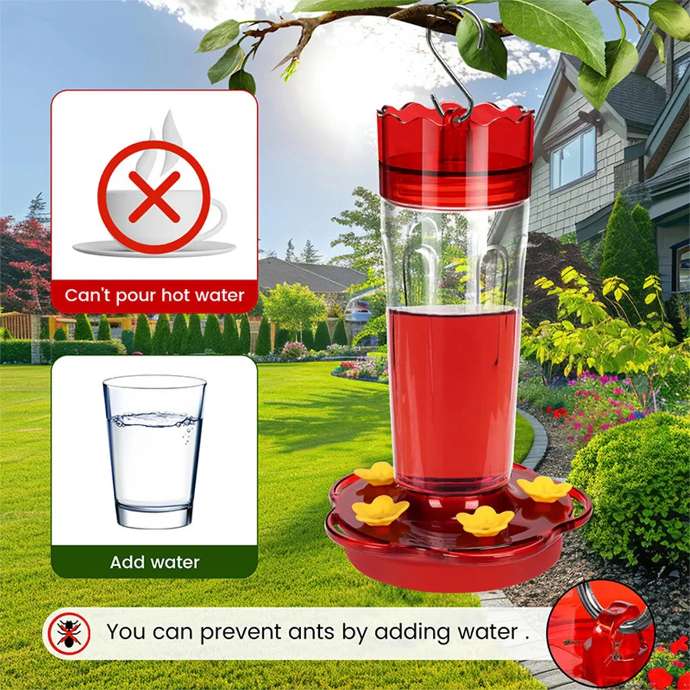 Large Capacity Plastic Hummingbird Feeder with Hook - Image 2