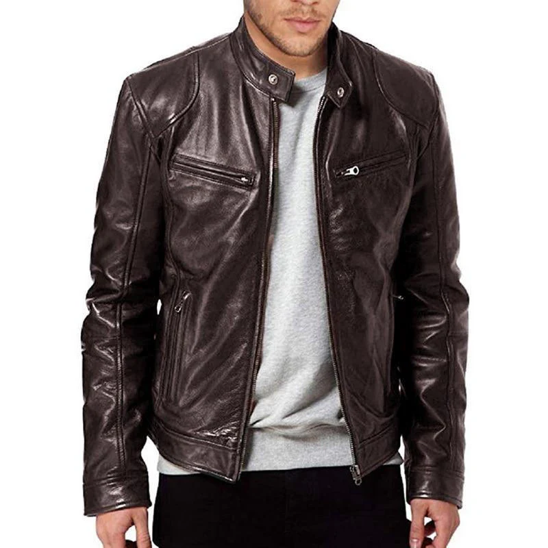 Leather Biker Collar Jacket - Image 2