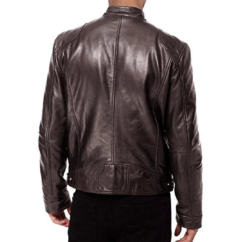 Leather Biker Collar Jacket - Image 4