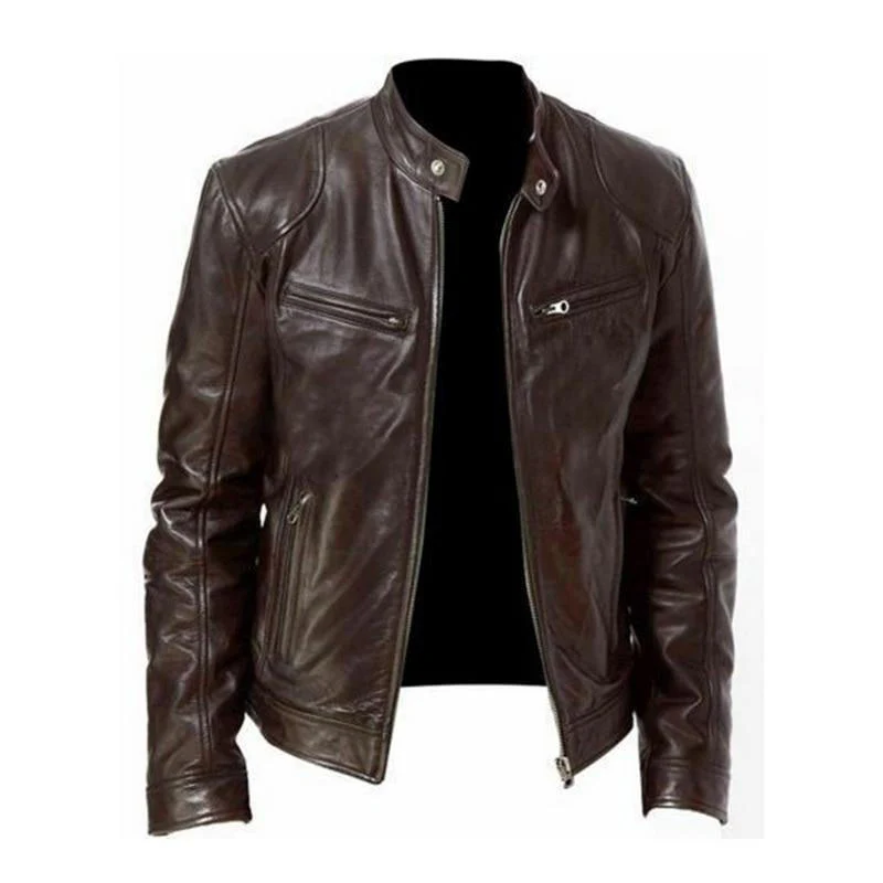 Leather Biker Collar Jacket - Image 5