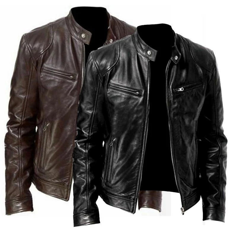 Leather Biker Collar Jacket - Image 6