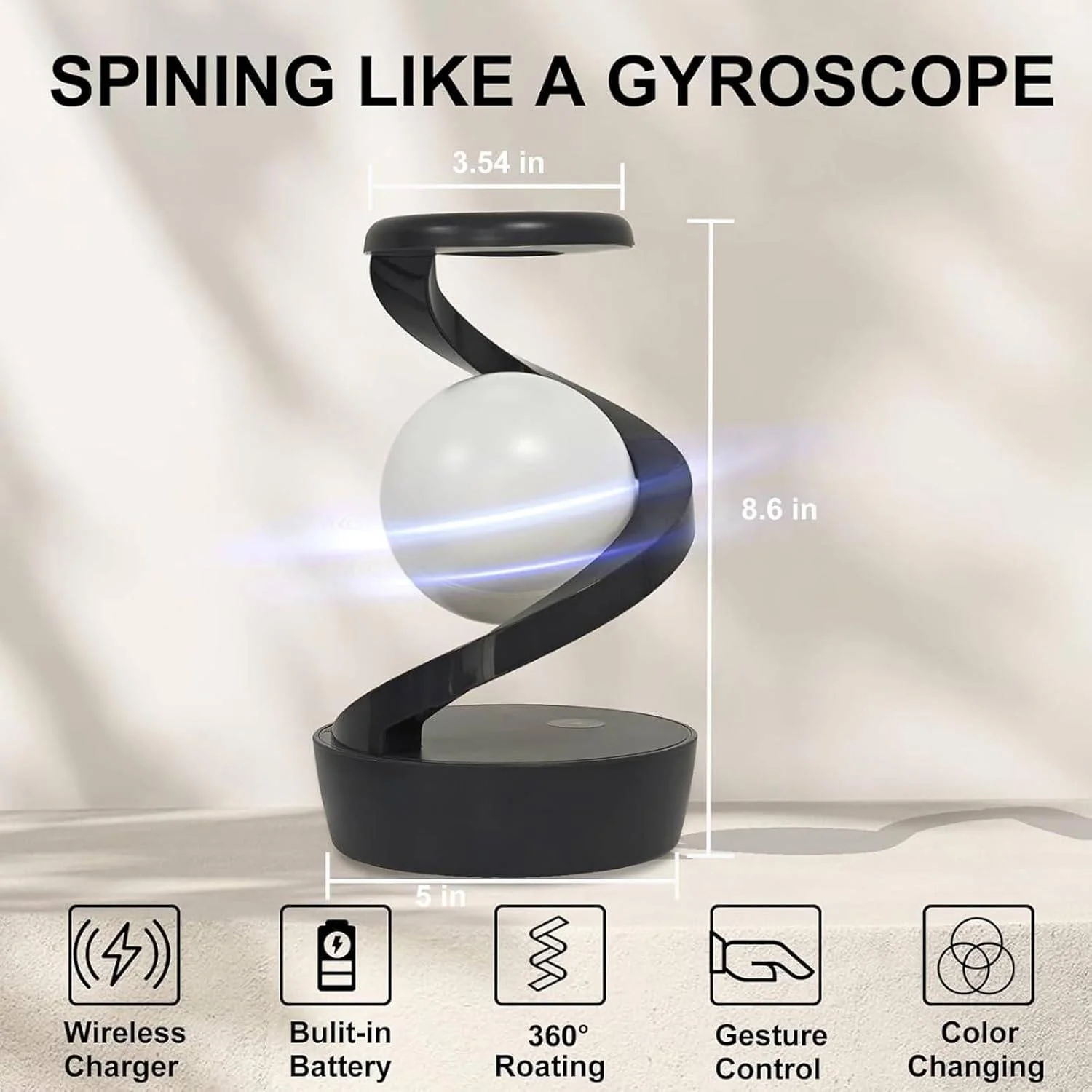 Levitating Moon Lamp Gesture Control & Wireless Charging - Image 4