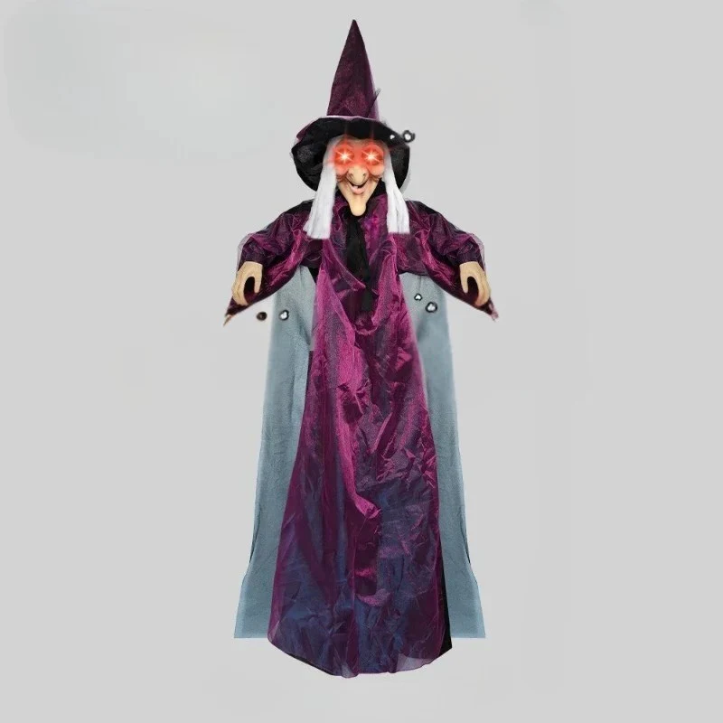 Life Size Animated Halloween Witch with Red Eyes - Image 4