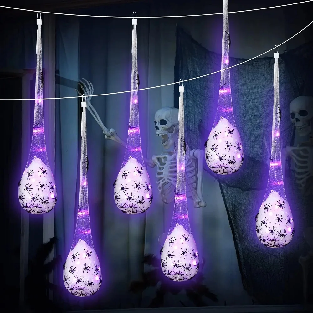 Light Up Spider Egg Sacs Halloween Decor Hanging Prop - Image 3