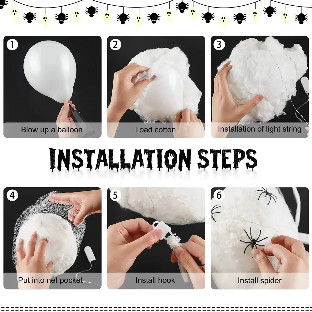 Light Up Spider Egg Sacs Halloween Decor Hanging Prop - Image 6