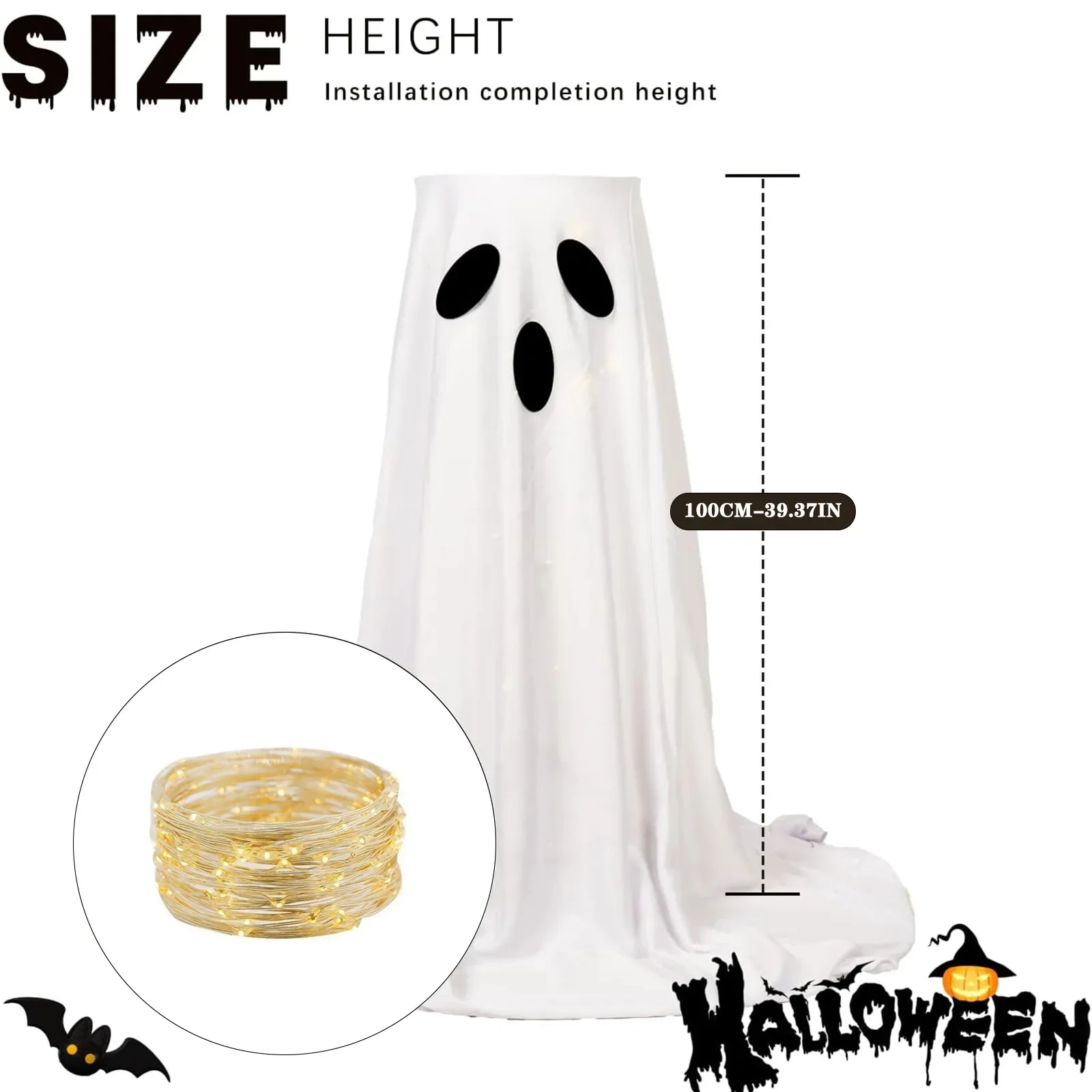 Lighted Halloween Candy Bowl Stand with Ghost Design - Image 4
