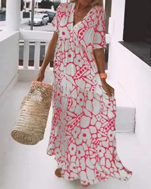 Long Dress With Short Sleeves and Print - Image 3