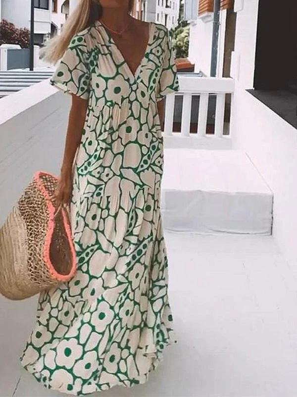 Long Dress With Short Sleeves and Print - Image 4