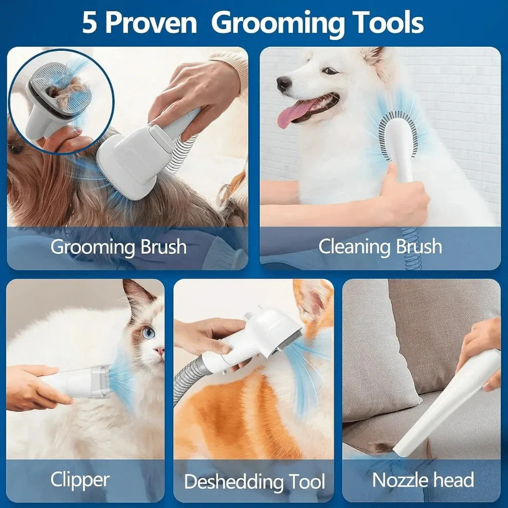 Low-Noise Dog Grooming Vacuum with Full Pet Hair Clippers & Brush Kit | Large 77.7oz Capacity - Image 6