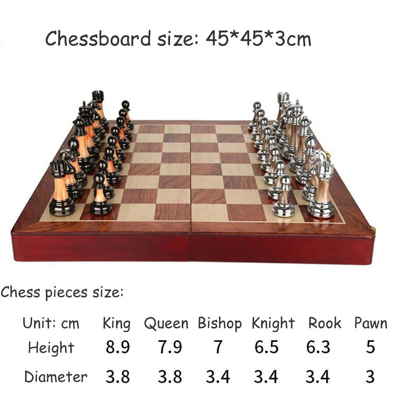 Luxurious Metal Chess Set With A Large 42 Cm Wooden Board - Image 7