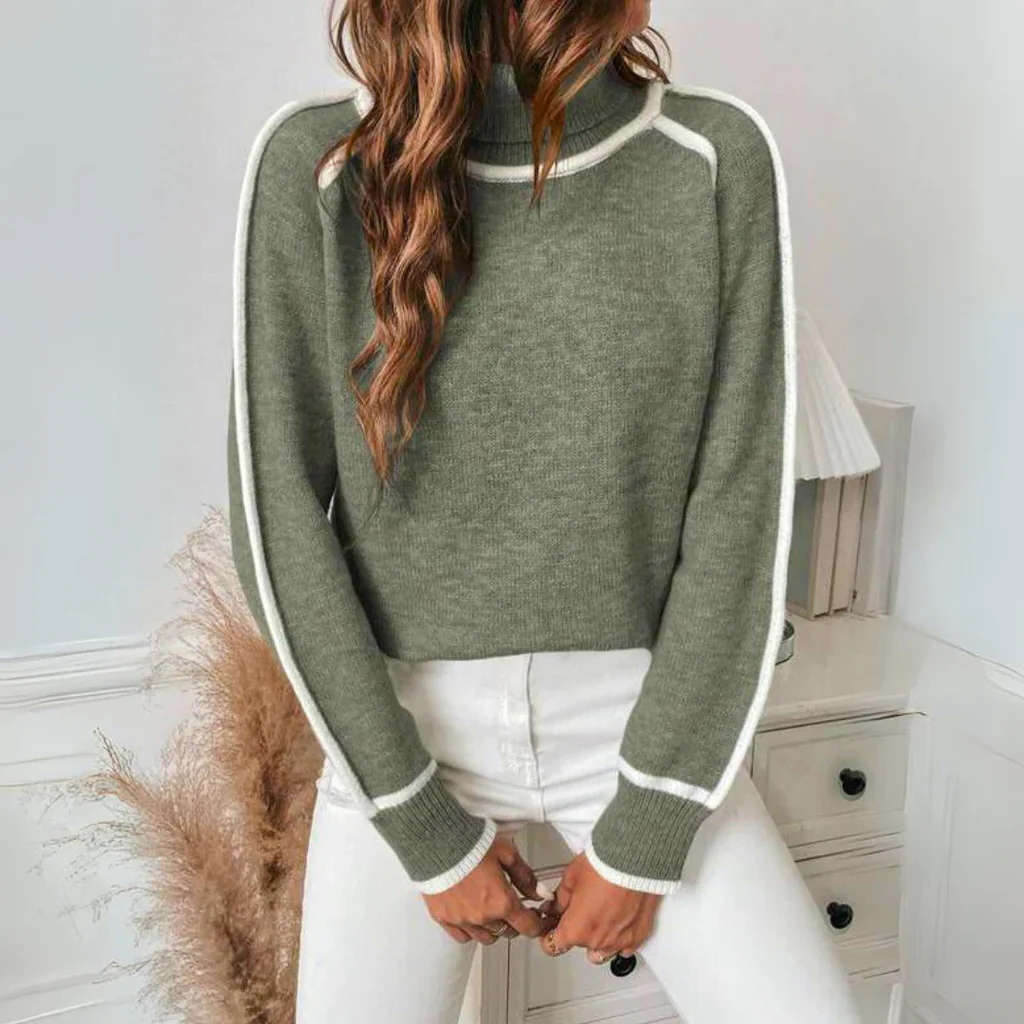 Luxurious Olive Green Knitted Sweater - Image 2