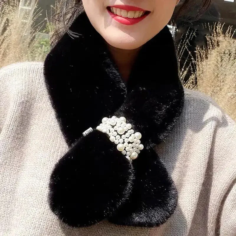 Luxury Faux Fur Pearl Winter Scarf - Image 4